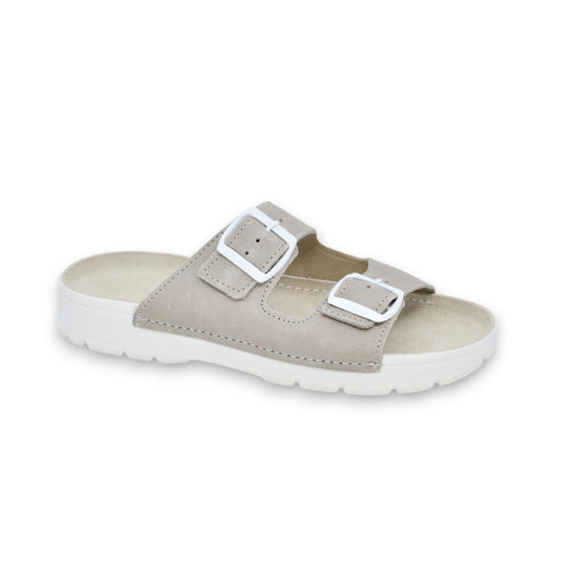 Meeliku Leather Sandals – Grey/White